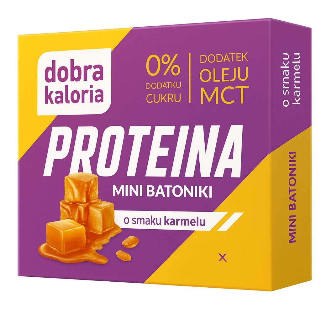 DOBRA KALORIA Mini batoniki PROTEINA z niskim IG o smaku karmelu + olej MCT 6x17g KUBARA