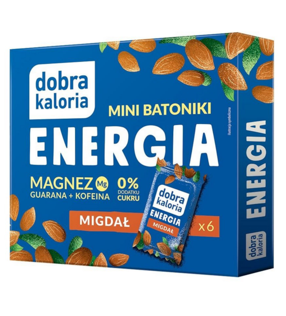 DOBRA KALORIA Mini batoniki ENERGIA migdał + magnez, guarana, kofeina 6x17g KUBARA