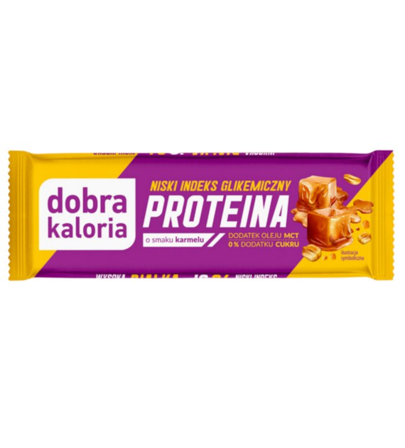 DOBRA KALORIA Baton PROTEINA z niskim IG o smaku karmelu + olej MCT 45g KUBARA
