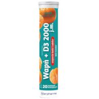 Wapń + D3 2000 j.m. 20 tabletek musujących bez dodatku cukru STARPHARMA