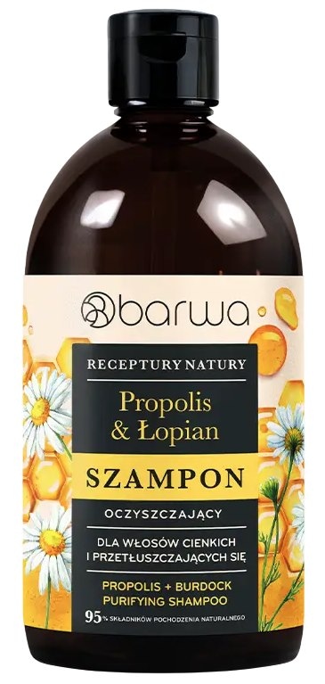 Szampon propolis i łopian oczyszczający 380ml BARWA RECEPTURY NATURY
