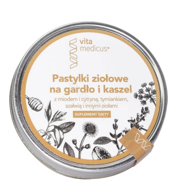 VITAMEDICUS Pastylki ziołowe na gardło i kaszel 24 past.