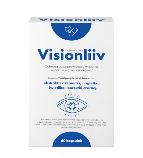 VISIONLIIV - ochrona oczu, prawidłowe widzenie, wsparcie wzroku i siatkówki 60 kaps.