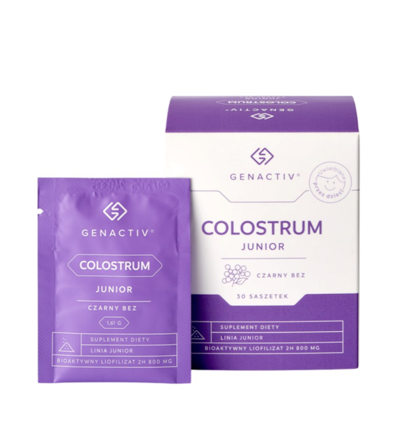 GENACTIV Colostrum Junior czarny bez saszetki 800mg 30 sasz. - bioaktywny liofilizat 2h