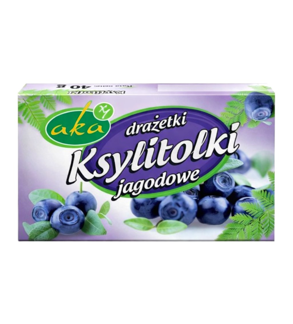 Ksylitolki drażetki pudrowe jagodowe 40g b/c AKA