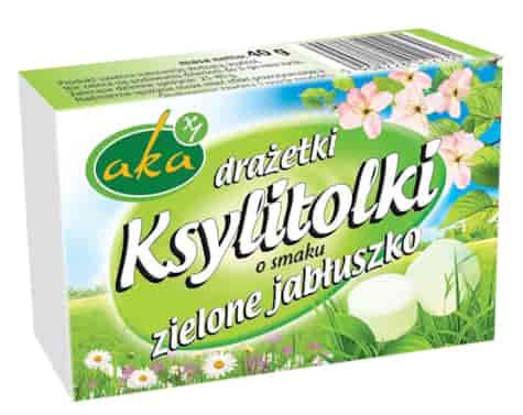 Ksylitolki drażetki pudrowe zielone jabłuszko 40g b/c AKA