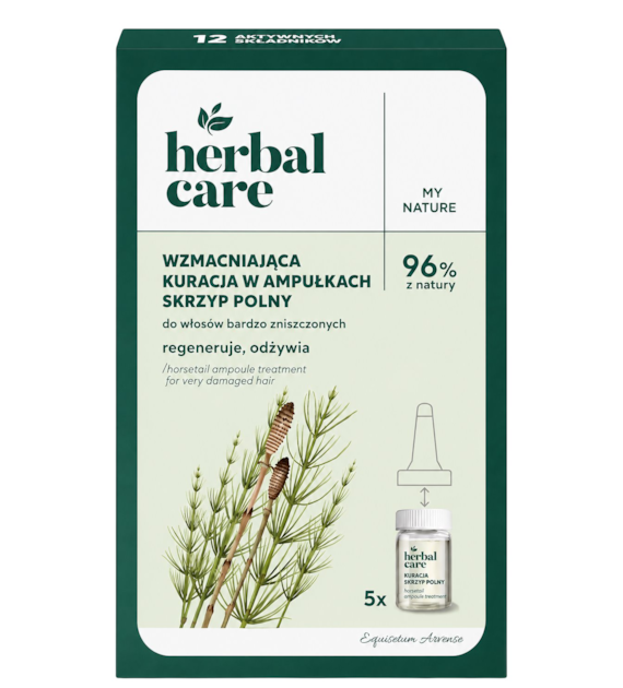 HERBAL CARE Kuracja w ampułkach SKRZYP POLNY do włosów bardzo zniszczonych 5x5ml FARMONA