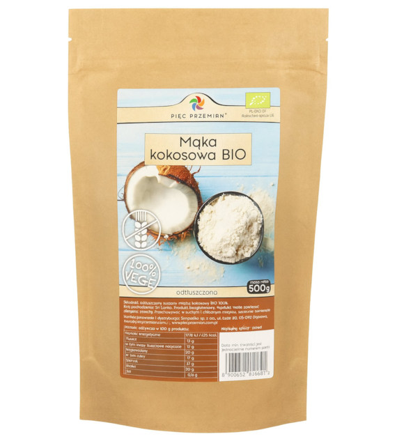 PIĘĆ PRZEMIAN Mąka kokosowa bezglutenowa BIO 500g