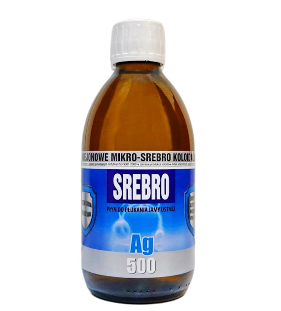 Mikro-Srebro koloidalne Ag500 50ppm 300ml PRO AKTIV - płyn do płukania jamy ustnej