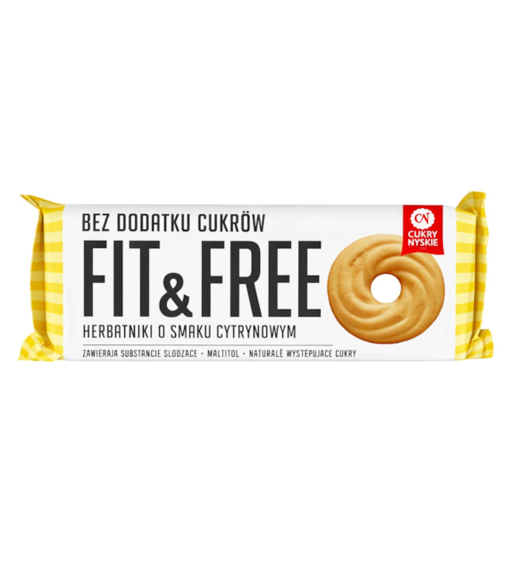 FIT&FREE Herbatniki cytrynowe bez cukru 120g CUKRY NYSKIE
