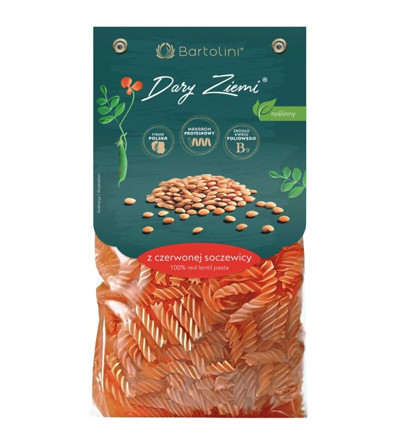 BARTOLINI Makaron z czerwonej soczewicy świderek nr 2 250g