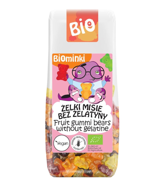 BIOMINKI Żelki misie bez żelatyny bezglutenowe BIO 100g