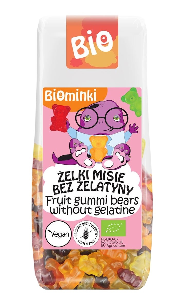 BIOMINKI Żelki misie bez żelatyny bezglutenowe BIO 100g