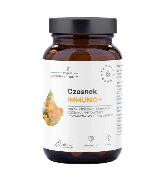 AURA HERBALS Czosnek Immuno+ 60 veg. kaps.