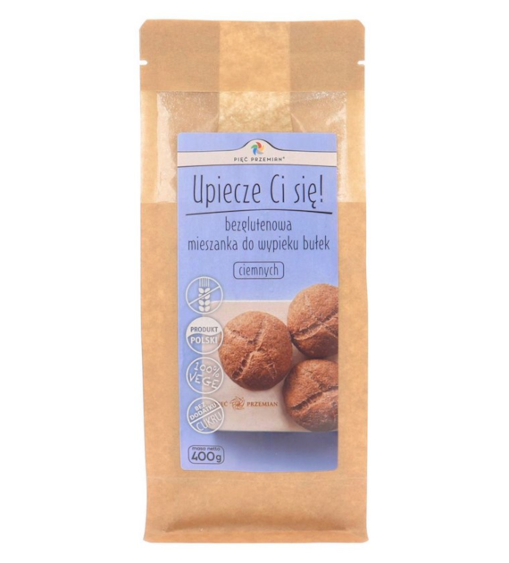 PIĘĆ PRZEMIAN Mieszanka do wypieku bułek ciemnych bezglutenowych 400g