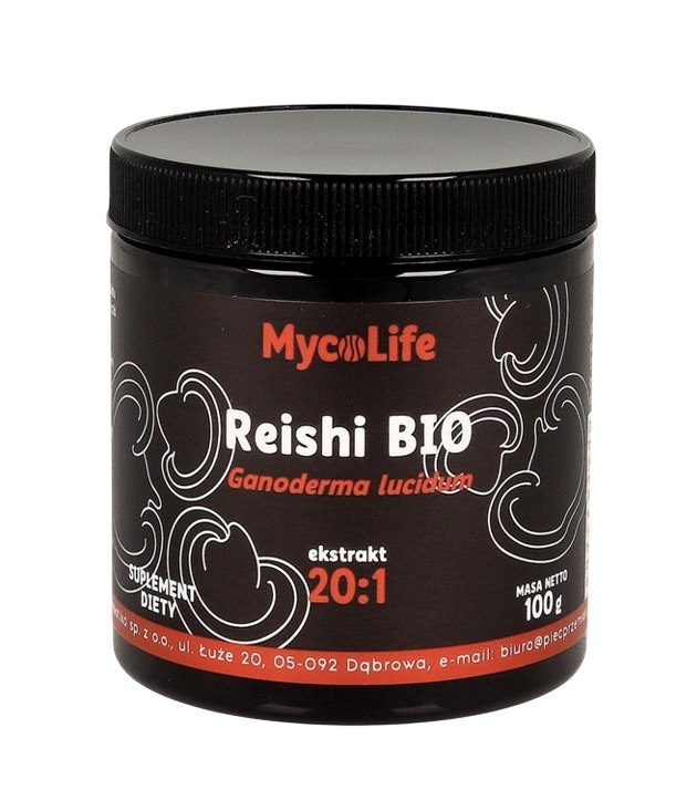 Reishi grzyb BIO ekstrakt 20:1 100g MYCOLIFE