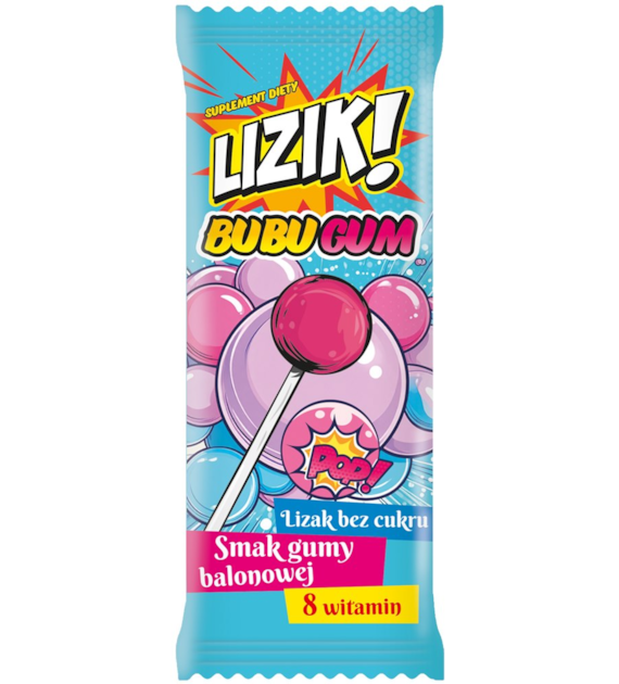 Lizik BUBUGUM lizak bez cukru smak gumy balonowej 1 szt. STARPHARMA