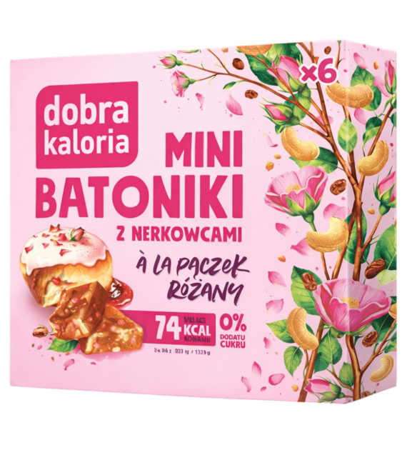 DOBRA KALORIA Mini batoniki a'la pączek różany z nerkowcami (6x17g) KUBARA