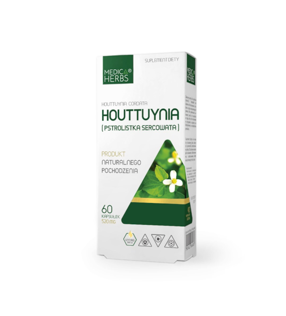 MEDICA HERBS Houttuynia (Pstrolistka Sercowata) 520mg, 60 kaps.