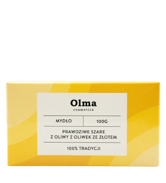 OLMA COSMETICS Mydło prawdziwe szare z oliwy z oliwek ze złotem 100g