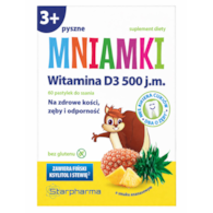 Mniamki Witamina D3 500 j.m., 60 pastylek do ssania o smaku ananasowym STARPHARMA