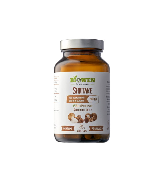 BIOWEN Shiitake 400mg, 90 kaps. - 40% polisacharydów, 30% beta-glukanów