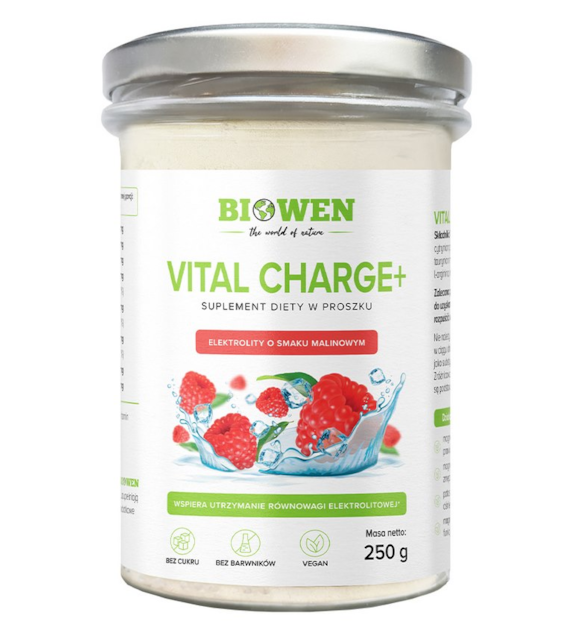 BIOWEN Elektrolity Vital Charge+ o smaku malinowym 250g