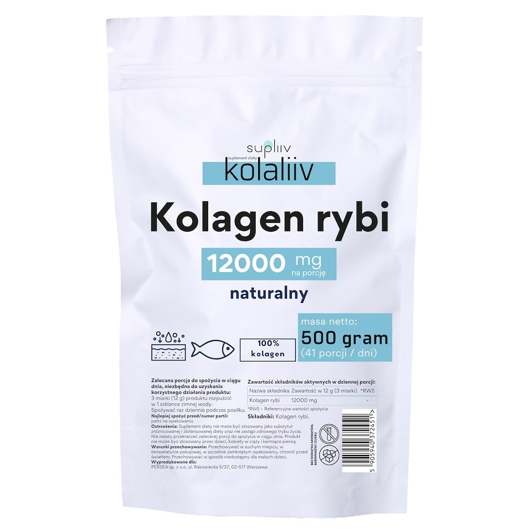 Kolagen rybi naturany 12000mg, 500g SUPLIIV