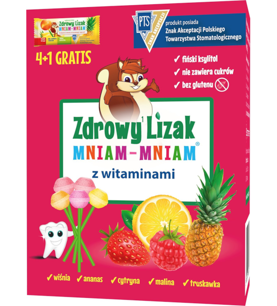 Zdrowy lizak Mniam-Mniam bez cukru witaminy 4+1 gratis STARPHARMA