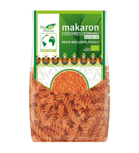 BIO PLANET Makaron z soczewicy czerwonej świderki BIO 250g