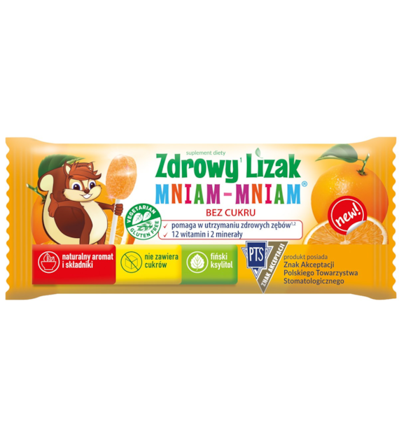 Zdrowy lizak Mniam-Mniam bez cukru pomarańcza 1 szt. STARPHARMA