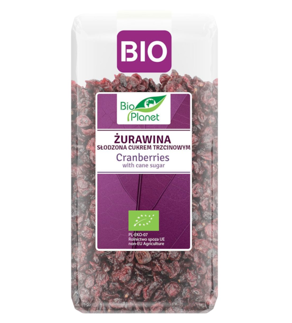 BIO PLANET Żurawina słodzona cukrem trzcinowym BIO 400g