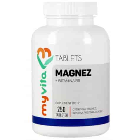 MyVita Magnez + Witamina B6 250tabl. - Cytrynian magnezu 450mg + Wit B6 1,4mg