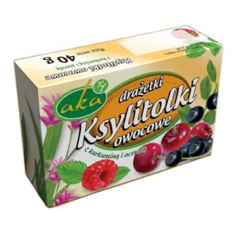 Ksylitolki drażetki pudrowe owocowe 40g b/c AKA