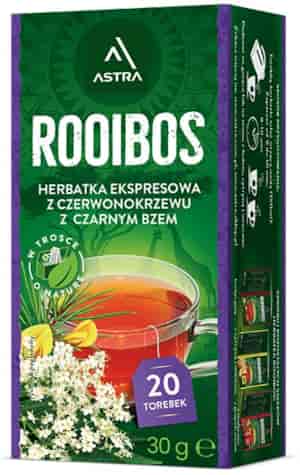 ROOIBOS herbatka z czerwonokrzewu z czarnym bzem 20*1,5g ASTRA
