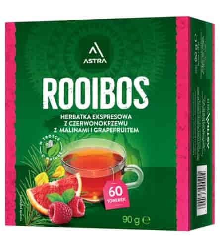 ROOIBOS herbatka z czerwonokrzewu z malinami i grapefruitem 60*1,5g ASTRA