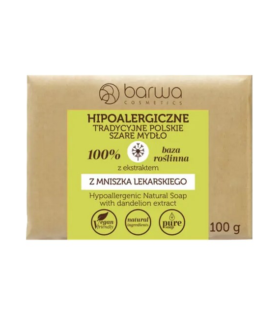 Mydło tradycyjne polskie szare z ekstraktem z mniszka lekarskiego w kostce 100g BARWA