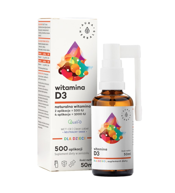 AURA HERBALS Witamina D3 dla dzieci MCT aerozol 50ml