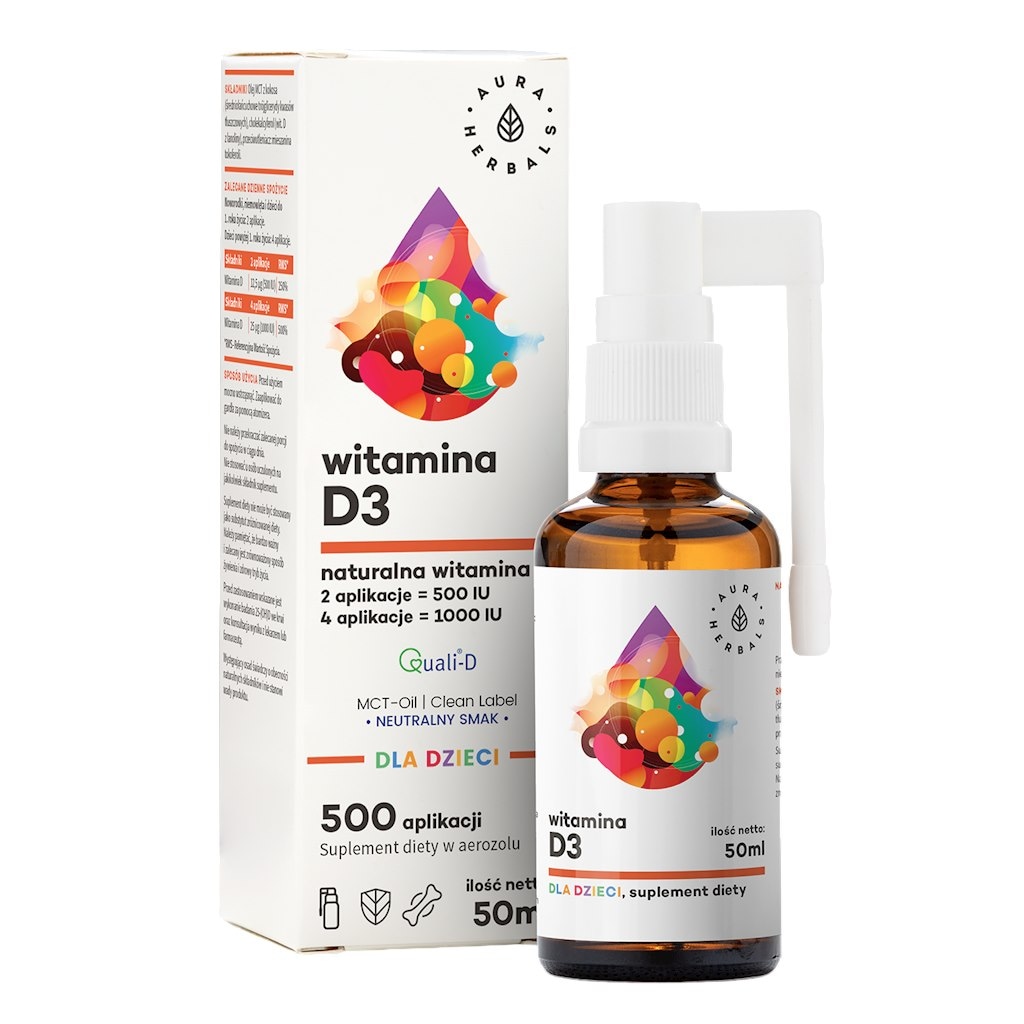 AURA HERBALS Witamina D3 dla dzieci MCT aerozol 50ml