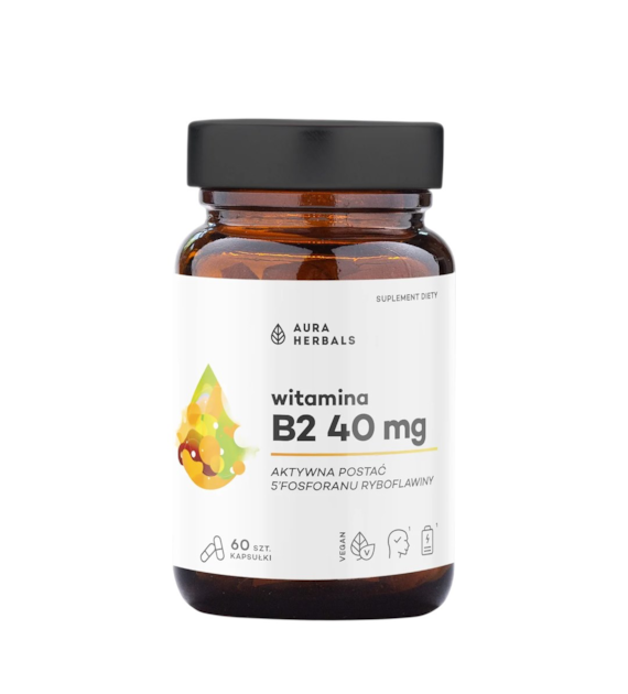 AURA HERBALS Witamina B2 ryboflawina 40mg, 60 vkaps.
