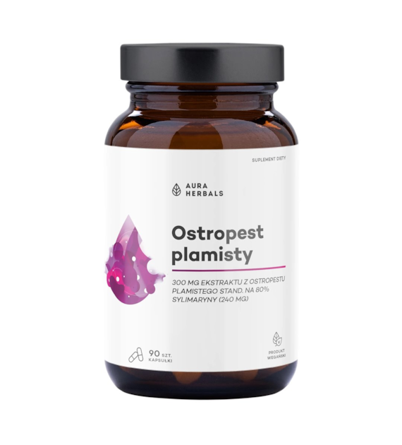 AURA HERBALS Ostropest plamisty ekstrakt 300mg, 90 vkaps. - 80% sylimaryny (240mg)