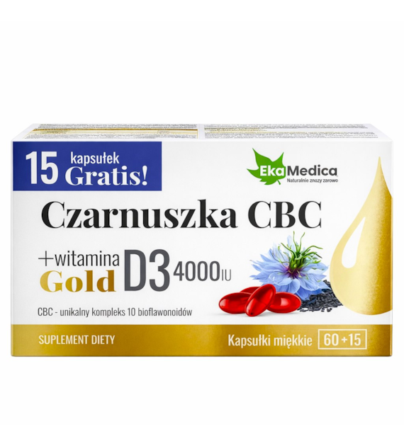 EkaMedica Czarnuszka CBC Gold + witamina D3 4000 IU 75 kaps.