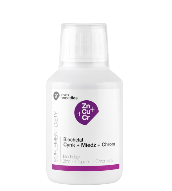 Biochelat Zn-Cu-Cr cynk + miedź + chrom 150 ml INVEX REMEDIES