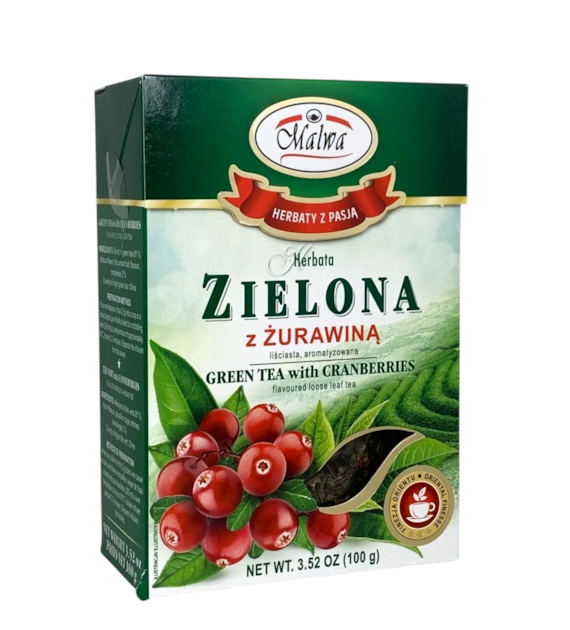 Herbata zielona z żurawiną 100g MALWA
