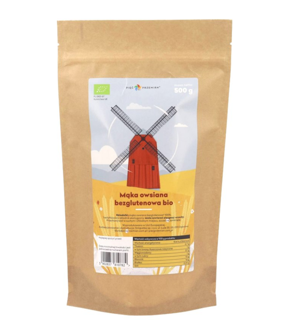 PIĘĆ PRZEMIAN Mąka owsiana BIO bezglutenowa 500g