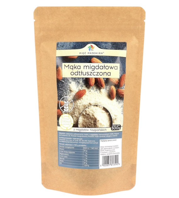PIĘĆ PRZEMIAN Mąka migdałowa odtłuszczona bezglutenowa 500g