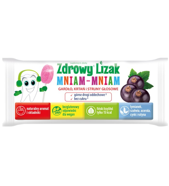 Zdrowy lizak Mniam-Mniam bez cukru gardło, krtań, struny głosowe o smaku czarnej porzeczki 1 szt. STARPHARMA