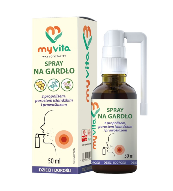 MyVita Spray na gardło z propolisem, porostem islandzkim i prawoślazem 50ml