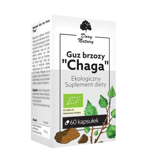 Guz Brzozy  Chaga  60kaps. Ekologiczny Suplement diety DARY NATURY