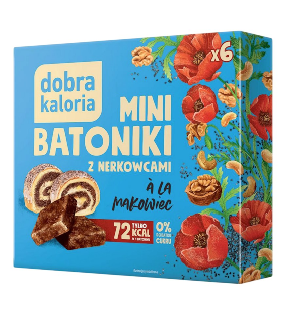 DOBRA KALORIA Mini batoniki a'la makowiec z nerkowców (6x18g) KUBARA